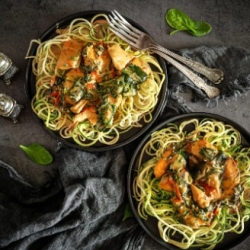 Zucchini Noodles with Pesto and Grilled Chicken: Tempting recipe